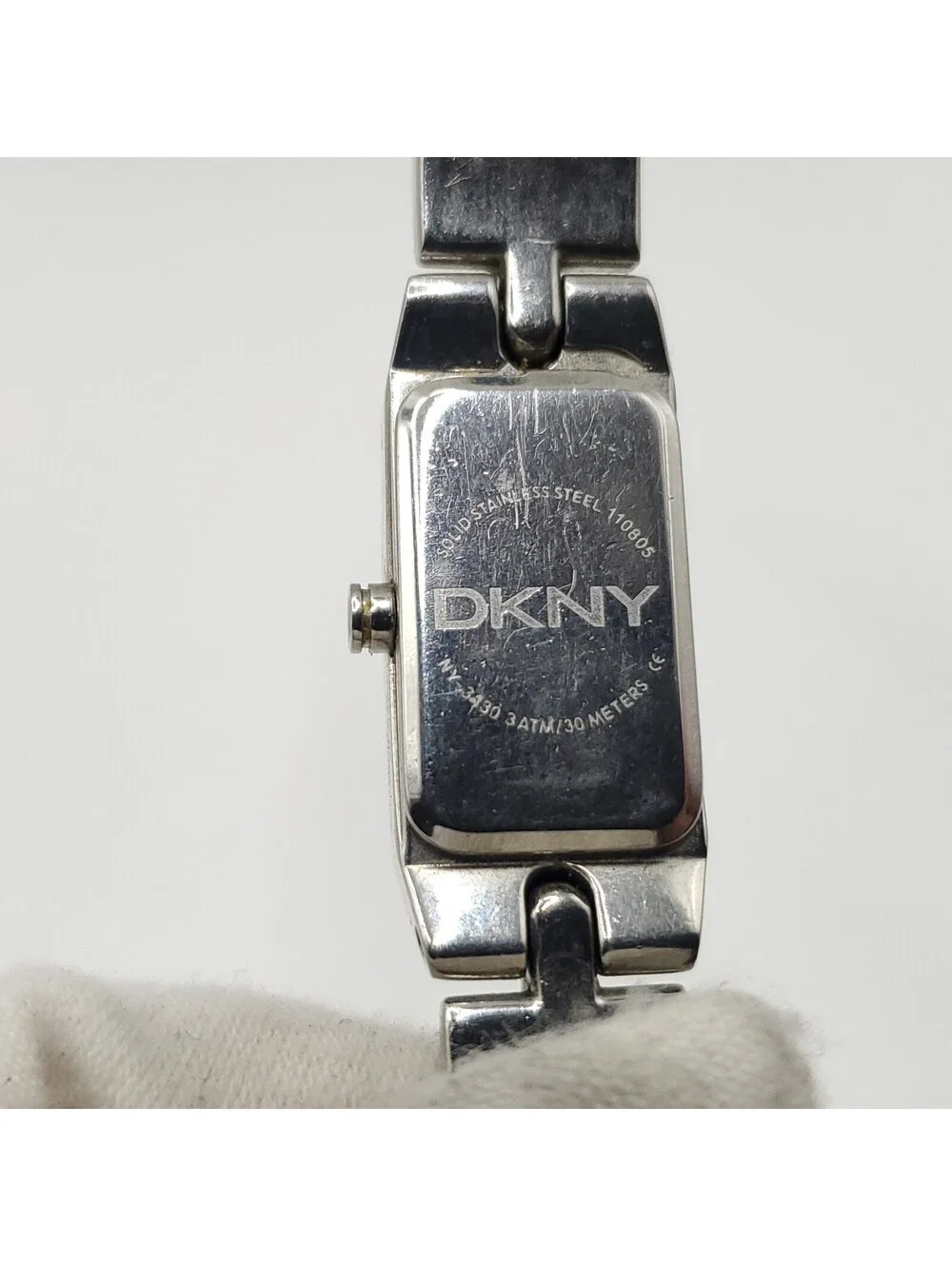 DKNY Tank Black Dial Rhinestone 7j Womens Watch 13mm New Battery